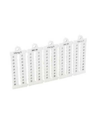 100 repères à lecture horizontale pour bloc de jonction viking 3 pas 5mm avec chiffres 11 à 20 LEGRAND 039506
