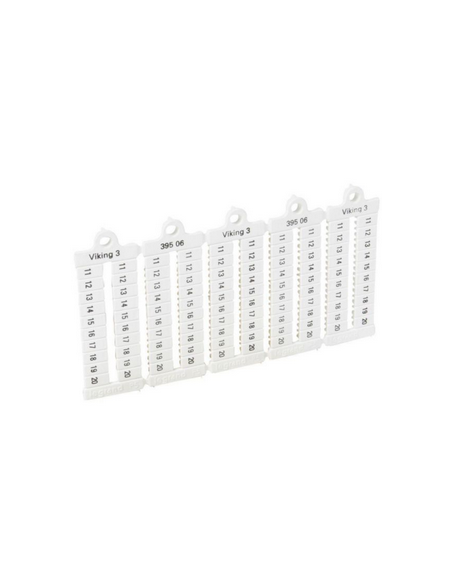 100 repères à lecture horizontale pour bloc de jonction viking 3 pas 5mm avec chiffres 11 à 20 LEGRAND 039506