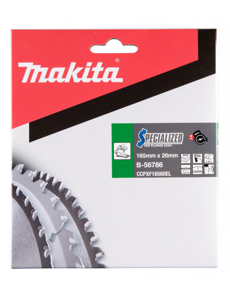 Lame pour scie circulaire alliage T.C.T spécialisé MDF 165 x 20 mm 60 dents MAKITA B-56786