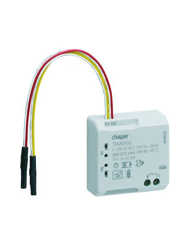 Micro-module 1 sortie éclairage toutes charges 2 fils avec 2 entrées KNX Radio HAGER TRM690G