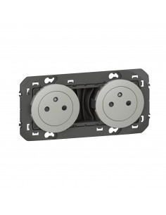 Double prise de courant 2P+T Surface dooxie 16A pré-câblées finition alu LEGRAND 600432