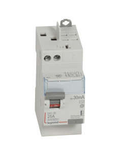 Interrupteur différentiel DX³-ID arrivée haut vis départ haut auto 2 Pôles 230V~ 25A type AC 30mA 2 modules LEGRAND 411631