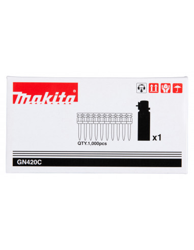 Packs : 1000 Clous C6 + 1 cartouche de gaz pour cloueur à béton (GN420C, PULSA700E, NC40G) MAKITA 196292-8