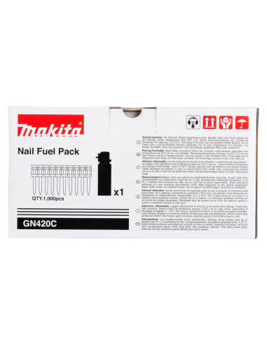 Packs : 1000 Clous C6 + 1 cartouche de gaz pour cloueur à béton (GN420C, PULSA700E, NC40G) MAKITA 196292-8