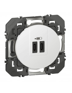 Double prise USB Type-C dooxie 3A 15W finition blanc LEGRAND 600345