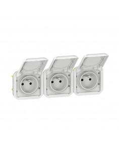 Prise de courant 3x2P+T horizontale Plexo composable blanc LEGRAND 069644L