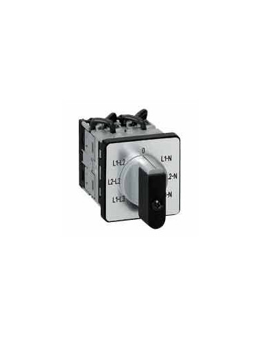 Commutateur à cames de mesure voltmètre sans neutre PR12 4 contacts fixation par vis sur porte LEGRAND 014652