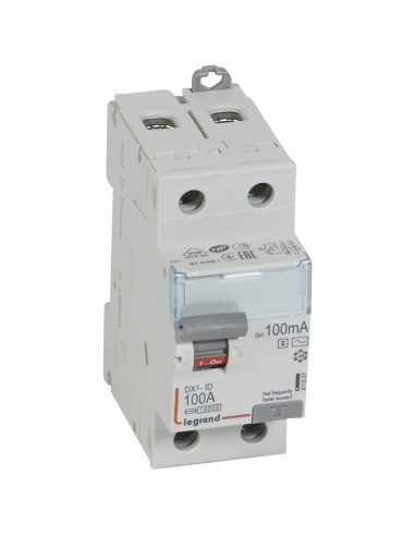 Interrupteur différentiel DX³-ID à vis 2 Pôles 230V~ 100A type AC 100mA sélectif 2 modules LEGRAND 411537