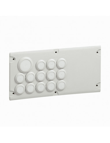 Plaque Cabstop IP55 avec 28 entrées Ø5mm à Ø14mm et 2 sorties Ø14mm à Ø24mm avec 1 réserve LEGRAND 036496