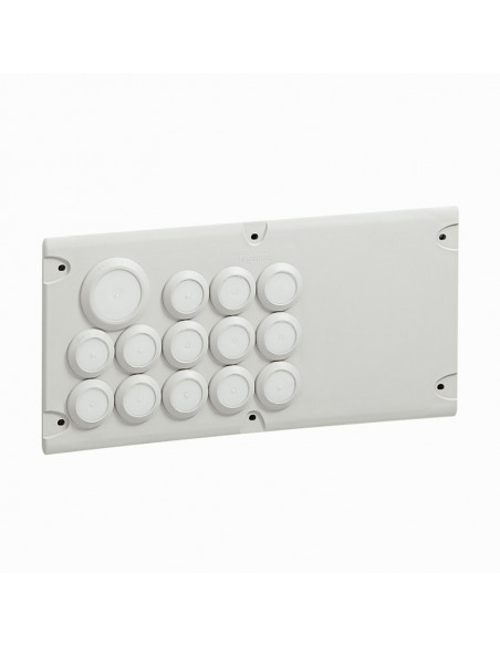 Plaque Cabstop IP55 avec 28 entrées Ø5mm à Ø14mm et 2 sorties Ø14mm à Ø24mm avec 1 réserve LEGRAND 036496
