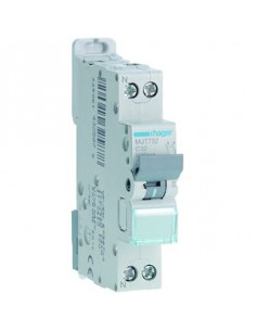 Disjoncteur 1P+N 4.5-6kA courbe C - 32A 1 module HAGER MJT732 2