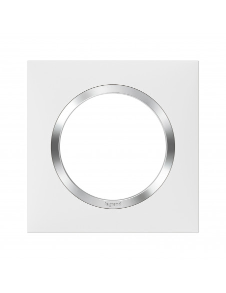 Plaque carrée dooxie 1 poste finition blanc avec bague effet chrome LEGRAND 600841