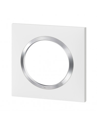 Plaque carrée dooxie 1 poste finition blanc avec bague effet chrome LEGRAND 600841