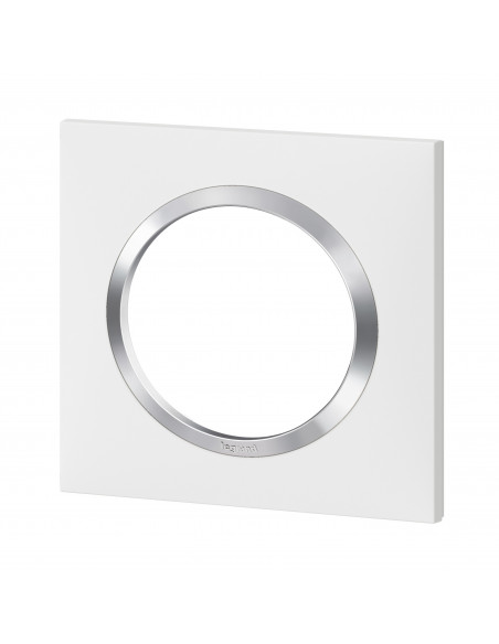 Plaque carrée dooxie 1 poste finition blanc avec bague effet chrome LEGRAND 600841