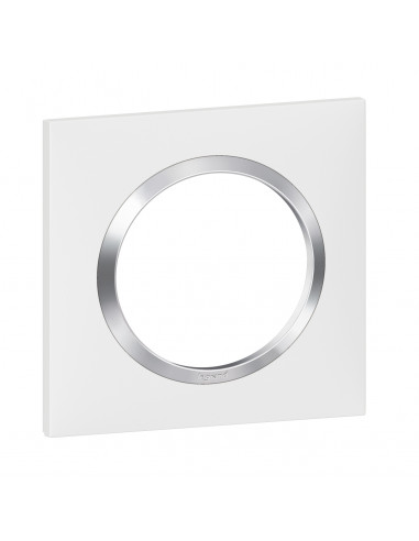 Plaque carrée dooxie 1 poste finition blanc avec bague effet chrome LEGRAND 600841