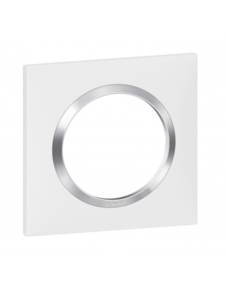 Plaque carrée dooxie 1 poste finition blanc avec bague effet chrome LEGRAND 600841
