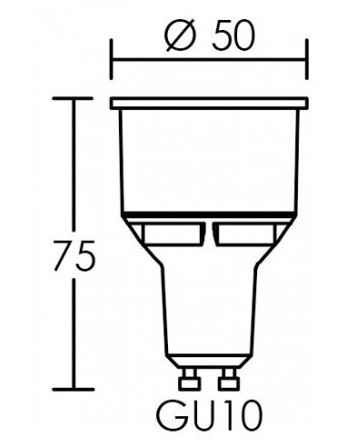 Lampe GU10 "long neck" 50x75mm LED 9 Watts 800lm 2700K F ARIC 20094