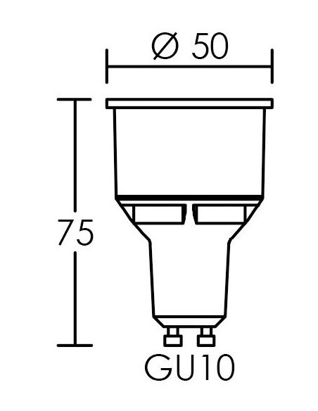 Lampe GU10 "long neck" 50x75mm LED 9 Watts 800lm 2700K F ARIC 20094