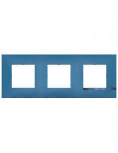 Plaque Altège Déco 3 postes Lagon bleu avec liseré bleu métallisé BTICINO BTAL9LA3