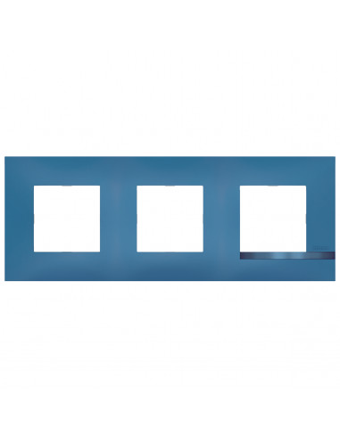 Plaque Altège Déco 3 postes Lagon bleu avec liseré bleu métallisé BTICINO BTAL9LA3