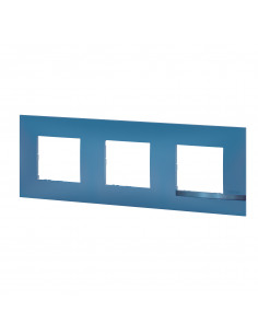 Plaque Altège Déco 3 postes Lagon bleu avec liseré bleu métallisé BTICINO BTAL9LA3 2