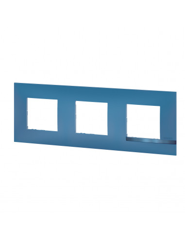 Plaque Altège Déco 3 postes Lagon bleu avec liseré bleu métallisé BTICINO BTAL9LA3