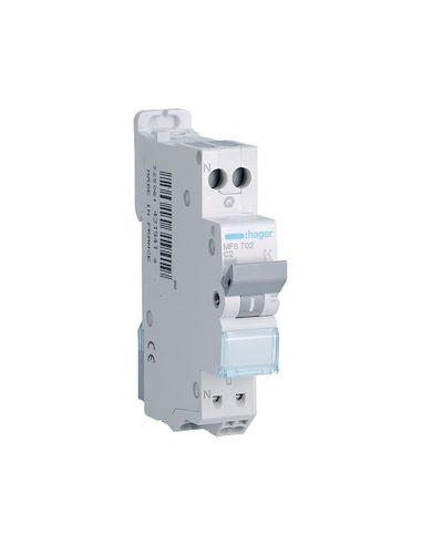 Disjoncteur Phase+ Neutre 2A 3kA Courbe C connexion automatique Sans Vis 1 Module HAGER MFS702