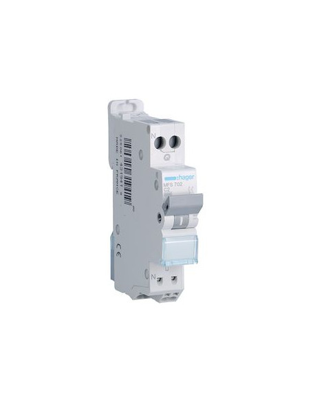 Disjoncteur Phase+ Neutre 2A 3kA Courbe C connexion automatique Sans Vis 1 Module HAGER MFS702