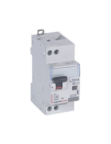 Disjoncteur différentiel DX³4500 à vis U+N 230V 40A type AC 30mA courbe C 2 modules LEGRAND 410709