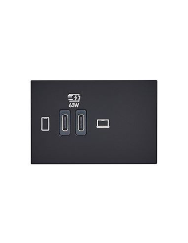 Prise double USB Mosaic Type-C 63W Power Delivery 3 modules noir LEGRAND 077675L
