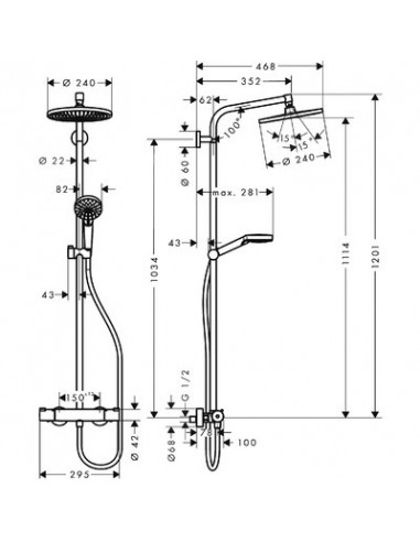 SHOWERPIPE CROMETTA S240 ECOS HANSGROHE 27268000