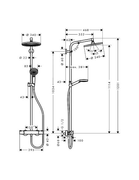 SHOWERPIPE CROMETTA S240 ECOS HANSGROHE 27268000