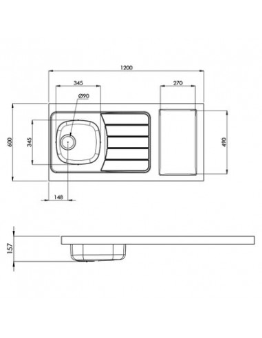 EVIER CUIS INOX ISEO1200-18/10 MODERNA CPBD120A30