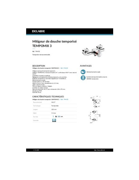 TEMPOMIX 3 DCHE M1/2" DELABIE 794470