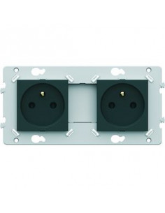 Prise double Essensya 2P+T Pré câblées Anthracite HAGER WE122A