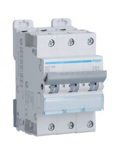 Disjoncteur 3 Pôles 6-10kA courbe D 10A 3 modules HAGER NGT310 2