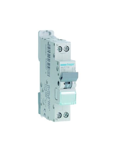 Disjoncteur 1P+N 6kA courbe C 16A 1...