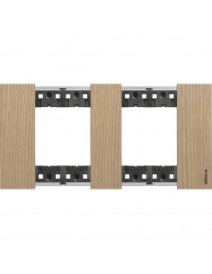 Plaque de finition Living Now Collection Les Sables matière bois 2x2 modules finition Chêne BTICINO BTKA4802M2LM