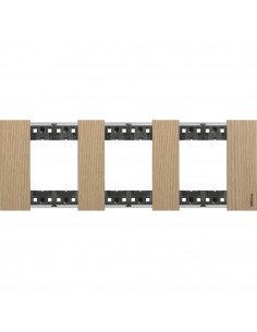 Plaque de finition Living Now Collection Les Sables matière bois 3x2 modules finition Chêne BTICINO BTKA4802M3LM