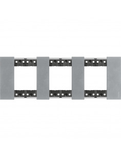 Plaque de finition Living Now Collection Les Blancs matière zamak 3x2 modules finition Acier Moon BTICINO BTKA4802M3NW