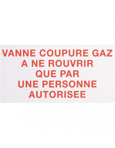 Étiquette plastique rigide rectangulaire Vanne de coupure Gaz CODITHERM CZ06
