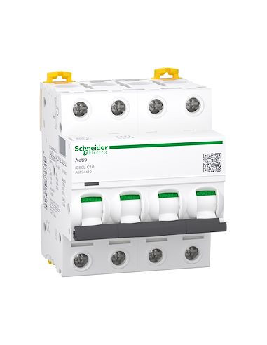 Disjoncteur Acti9 iC60L 4 Pôles 10A courbe C SCHNEIDER A9F94410