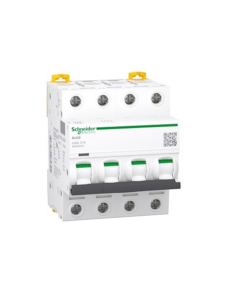 Disjoncteur Acti9 iC60L 4 Pôles 10A courbe C SCHNEIDER A9F94410