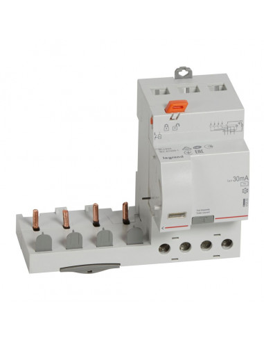 Bloc différentiel adaptable à vis DX³ pour disjoncteur 4 Pôles 400V 63A type AC 30mA LEGRAND 410500