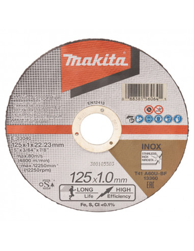 LOT 50 DISQUE A TRON METAL 125X1X22,23 MM A60T MAKITA E-03040-50