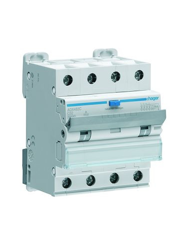 Disjoncteur différentiel 4 Pôles 10kA C 32A 30mA type A HAGER ADX482C