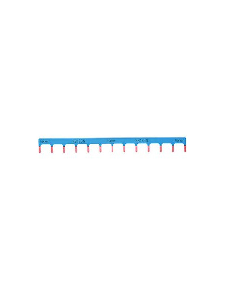 Barre de pontage 1 Pôle 63A languette 10mm² bleu 11 Modules HAGER KB963N