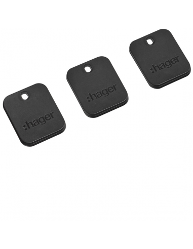 Lot de 3 badges RFID format porte-clé noir HAGER XVA400