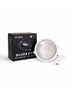 DOWNLIGHT BLUES NOIR BRILLANT 22/24/28/30W CTC 3000-5000K UGR 19 ASLED BLU30WCTC