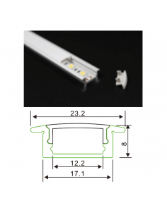PROFIL ALU ENCASTRE NOIR BARRE DE 2M ASLED PRESB